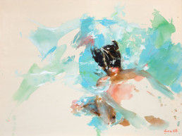 „Le saut “, Acryl auf Leinwand, 90 x 120 cm, 2022 – Lydiane Lutz