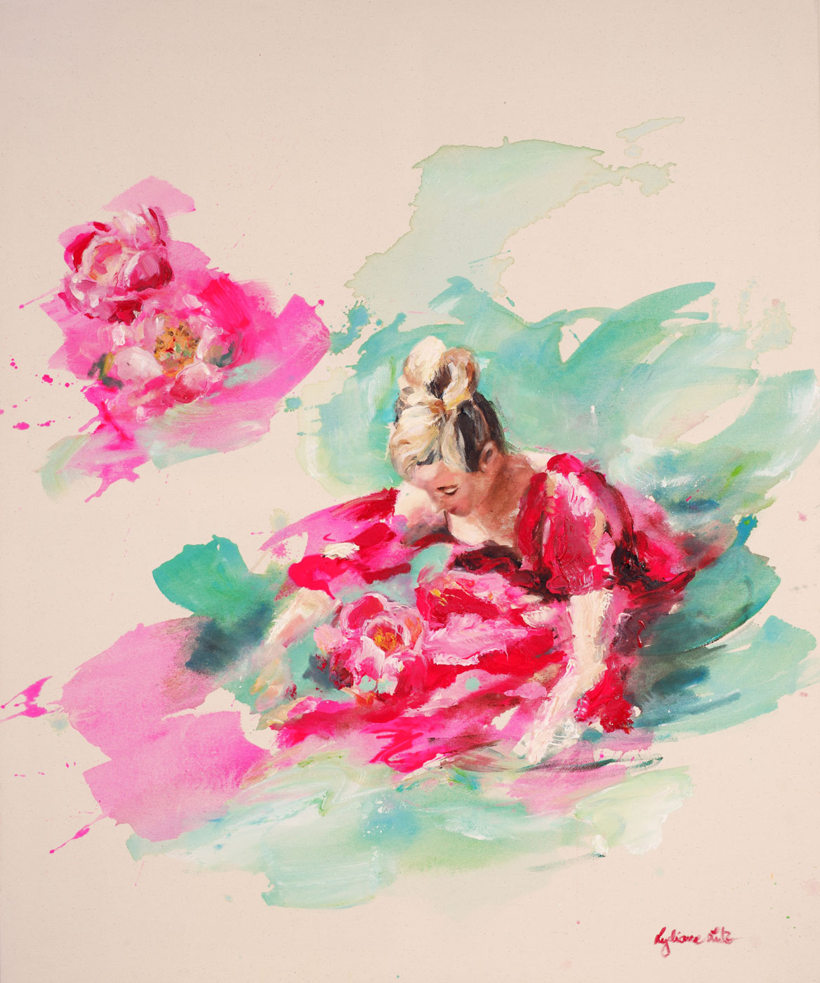 „Les fleurs II“, Acryl auf Leinwand, 120 x 100 cm, 2023 – Lydiane Lutz