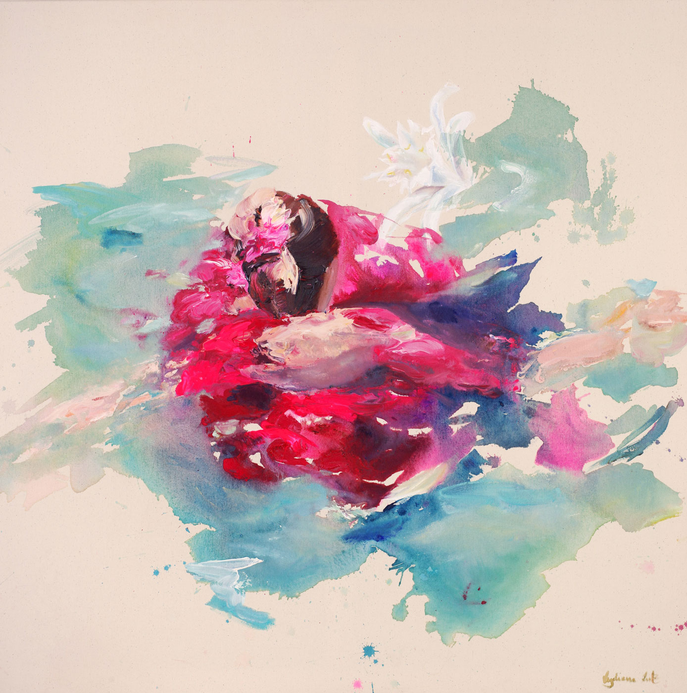 „Les fleurs“, Acryl auf Leinwand, 105 x 105 cm, 2023 – Lydiane Lutz